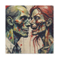 Zombie Couple Matte Canvas Wall Art — Blood-Splattered Horror Portrait