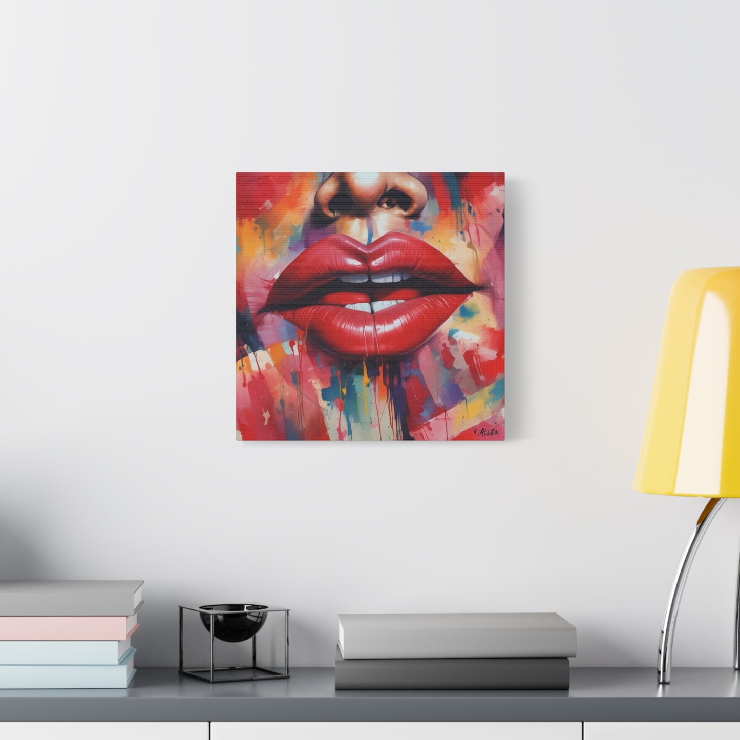Bold Red Lips Pop Art Canvas — Matte Stretched Wall Art