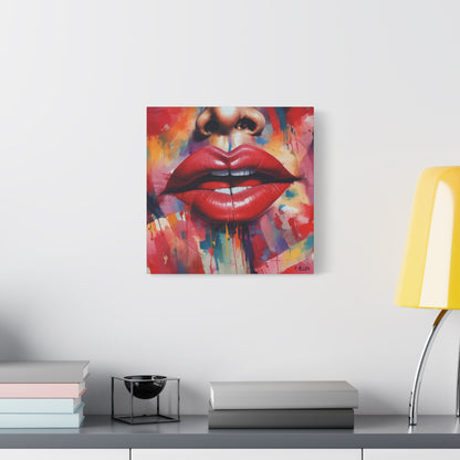 Bold Red Lips Pop Art Canvas — Matte Stretched Wall Art
