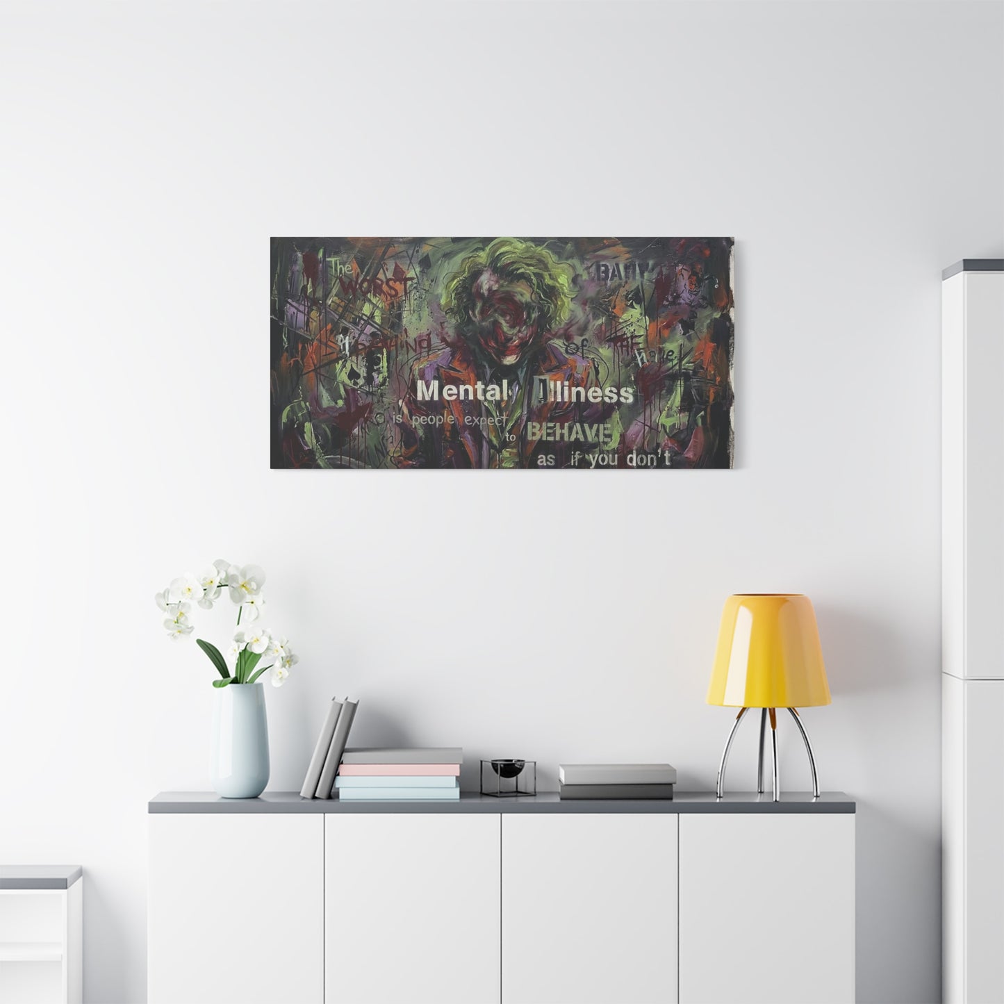 Joker Mental Health Abstract Canvas Wall Art — Matte Stretched 1.25"