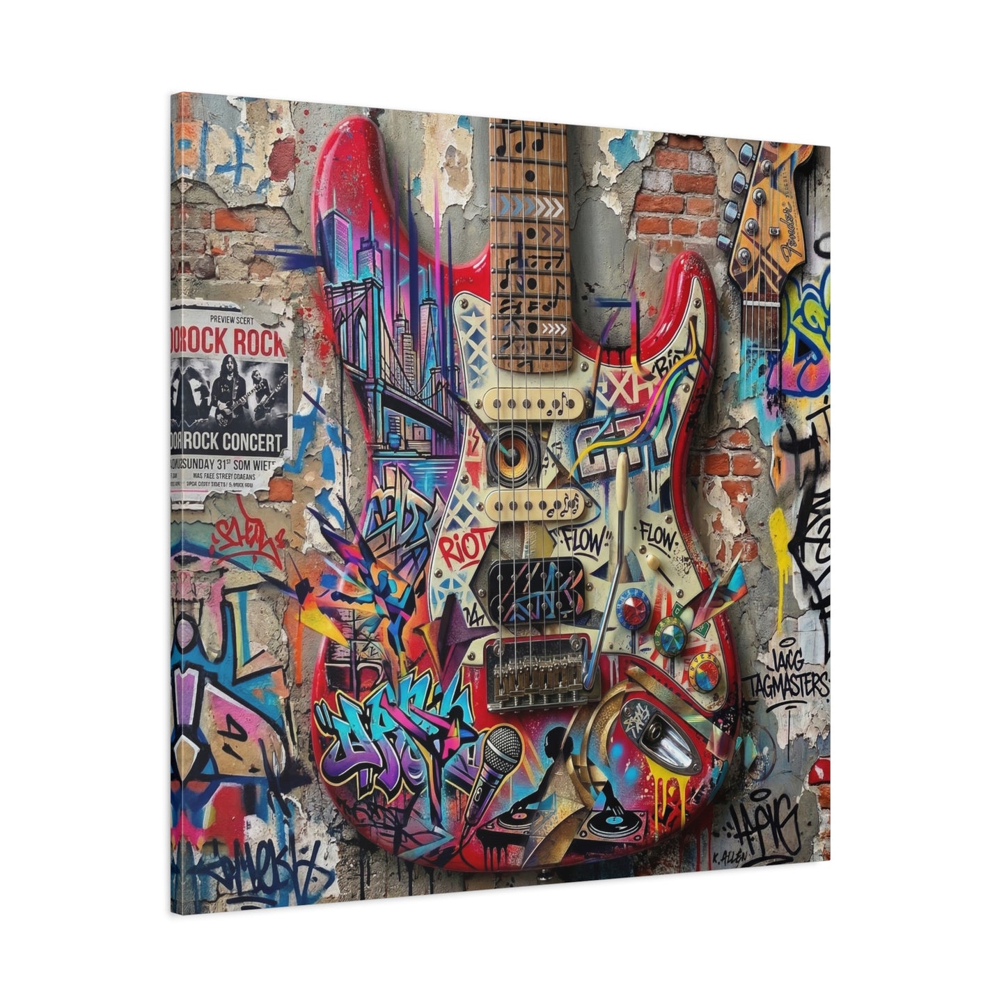 Urban Art Gutair Abstract Canvas Wall Art Print
