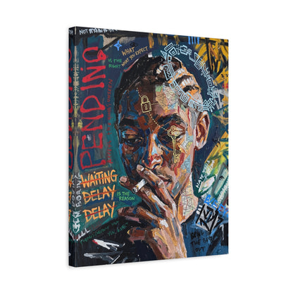 Urban Portrait Matte Canvas Print — 'Waiting Delay' Contemporary Street Art