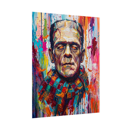 Frankenstein Color Splash Poster — Vibrant Pop Art Horror Wall Print