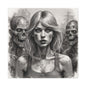 Zombie Apocalypse Canvas Print — Female Survivor Portrait Matte Stretched Art