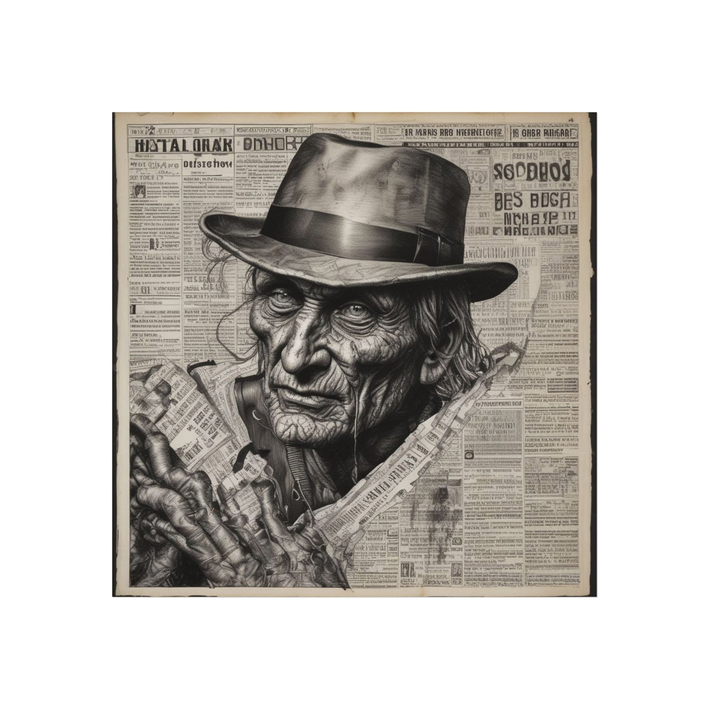 Freddy Krueger Vintage Newspaper Portrait Poster Print