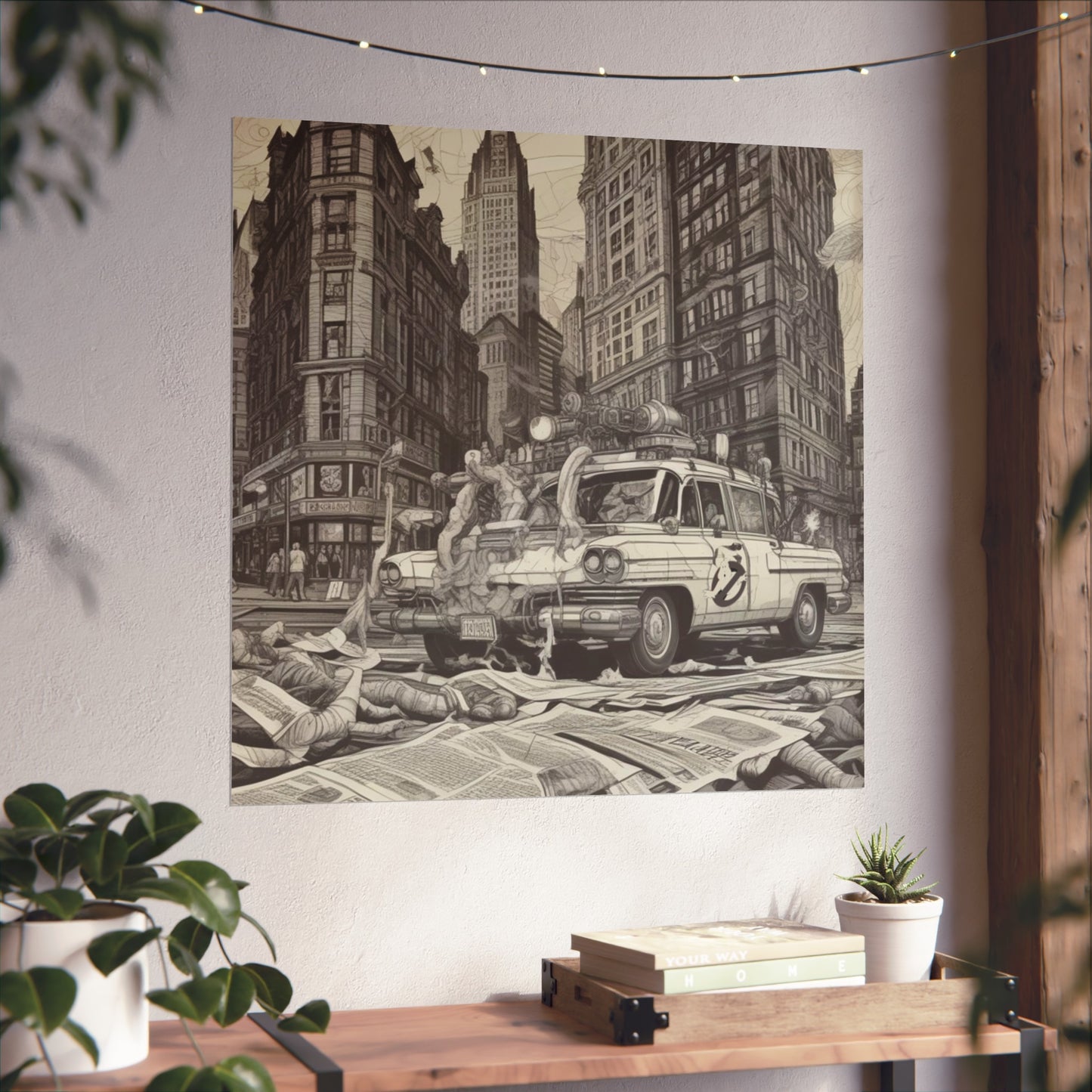 Vintage Ghostbusters Taxi Illustration