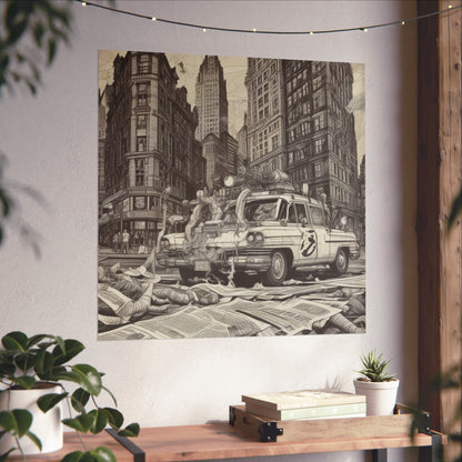 Vintage Ghostbusters Taxi Illustration