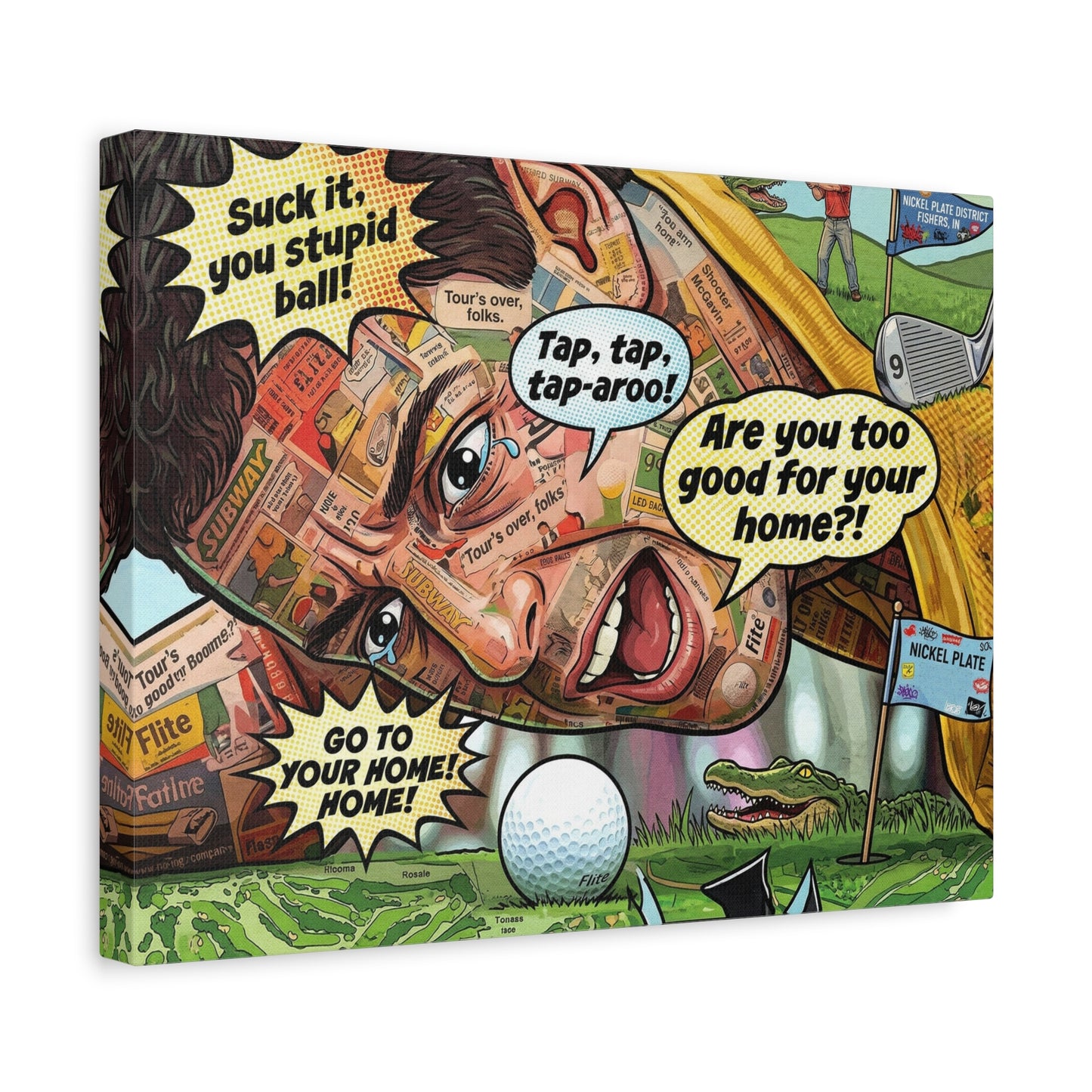 Happy Golf Pop Canvas Art — Matte Stretched Canvas Print