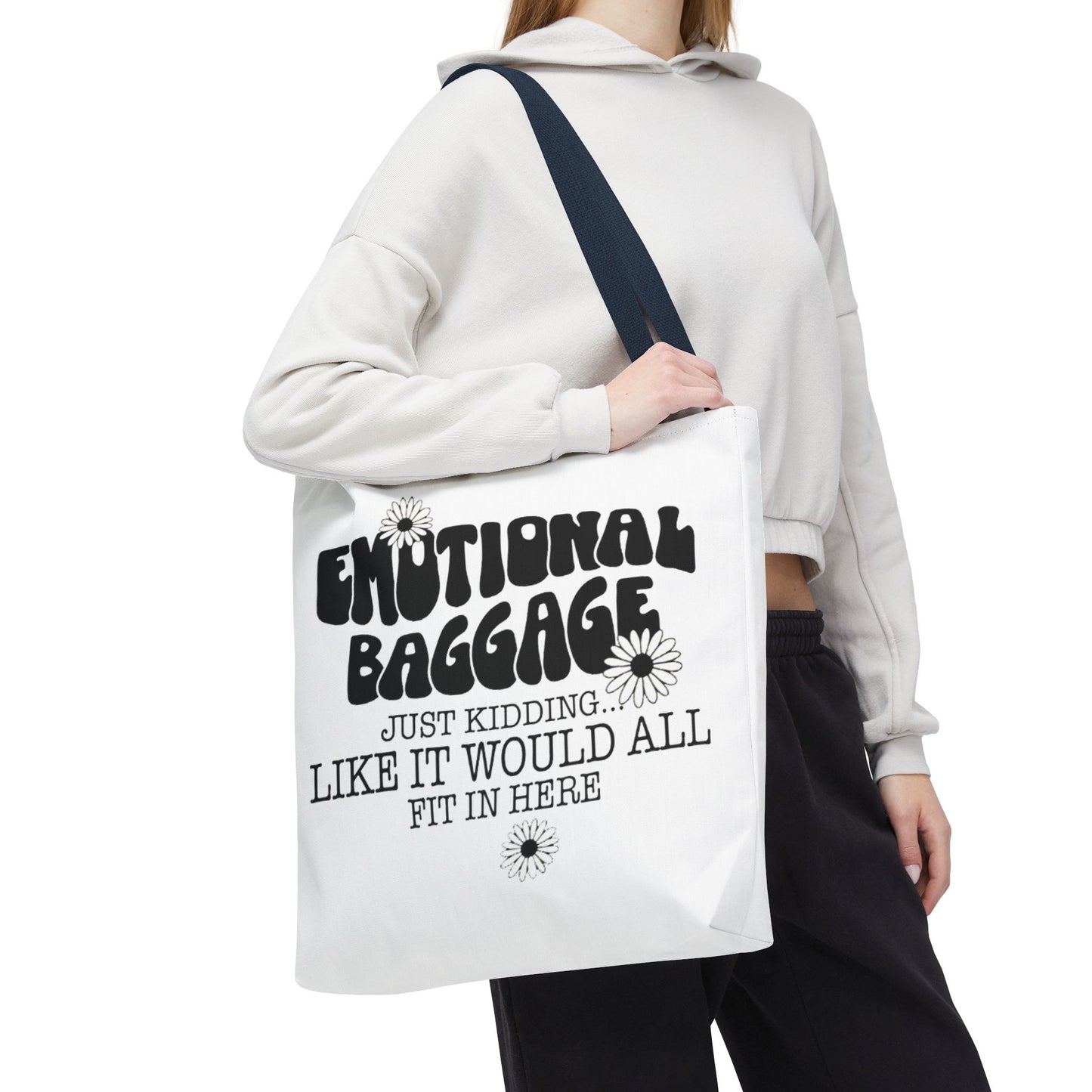 Tote Bag — "Emotional Baggage" Funny Quote Tote with Daisy Vibe