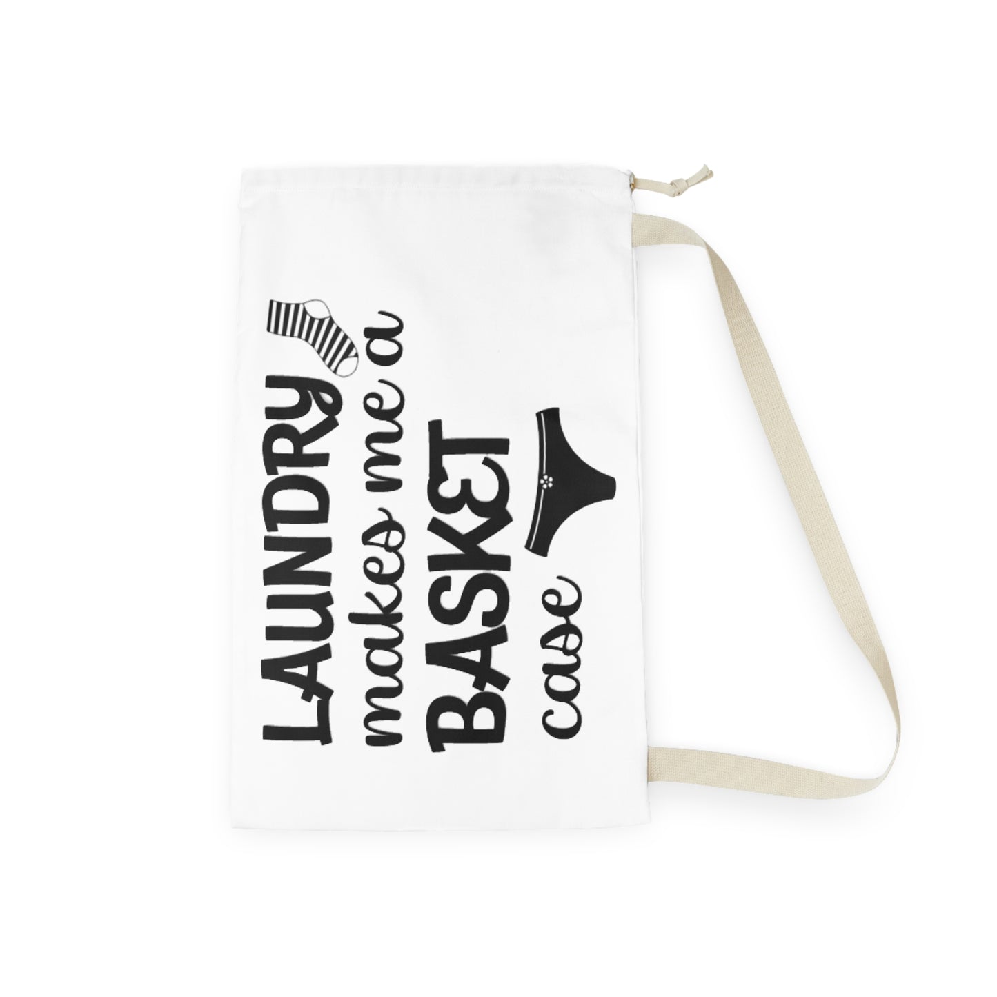 Laundry Bag - "Laundry Makes Me a Basket Case" Canvas Drawstring Hamper for Dorms & Apartments