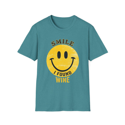 Wine Smile T-Shirt — "Smile I Found Wine" Retro Smiley Tee