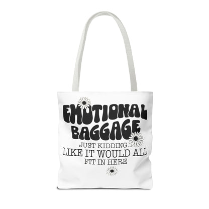 Tote Bag — "Emotional Baggage" Funny Quote Tote with Daisy Vibe