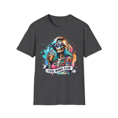 Cool Moms Club Skull T-Shirt — Colorful Day of the Dead Mom Graphic Tee