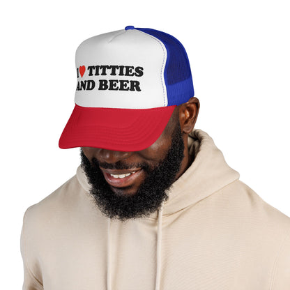 Trucker Hat - "I  Titties and Beer" Funny Novelty Cap