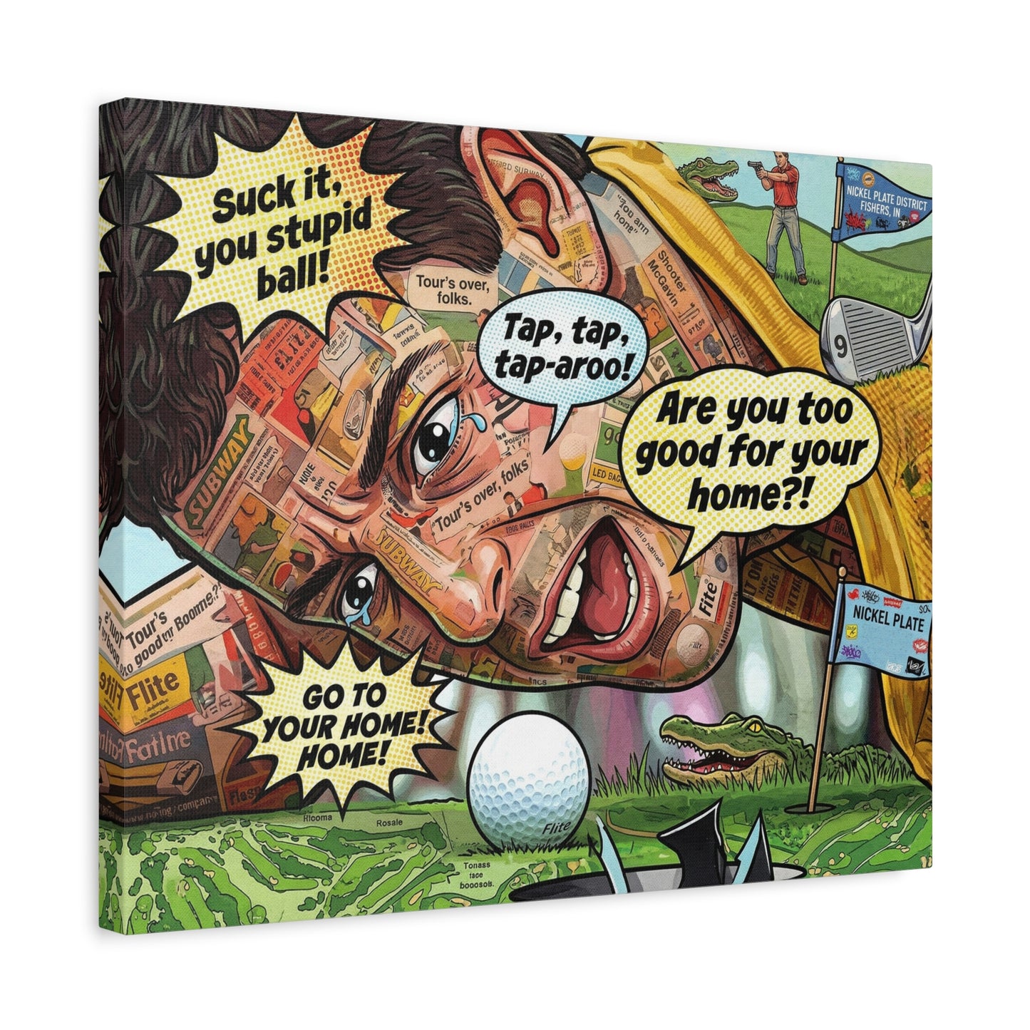 Happy Golf Pop Canvas Art — Matte Stretched Canvas Print