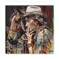 Western Collage Horse & Cowgirl Matte Canvas Wall Art - Stretched 1.25"