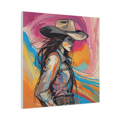 Cowgirl Canvas Wall Art — Vibrant Western Portrait Matte Stretched Canvas