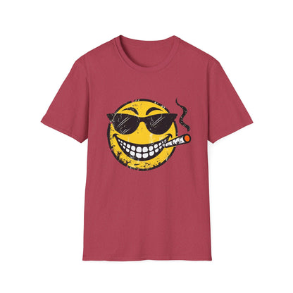 Smokin' Cool Emoji T-Shirt — Retro Grinning Face with Sunglasses & Cigar