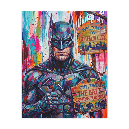 Colorful Gotham City Canvas Art - 'Welcome to Gotham City' Stretched Matte Print