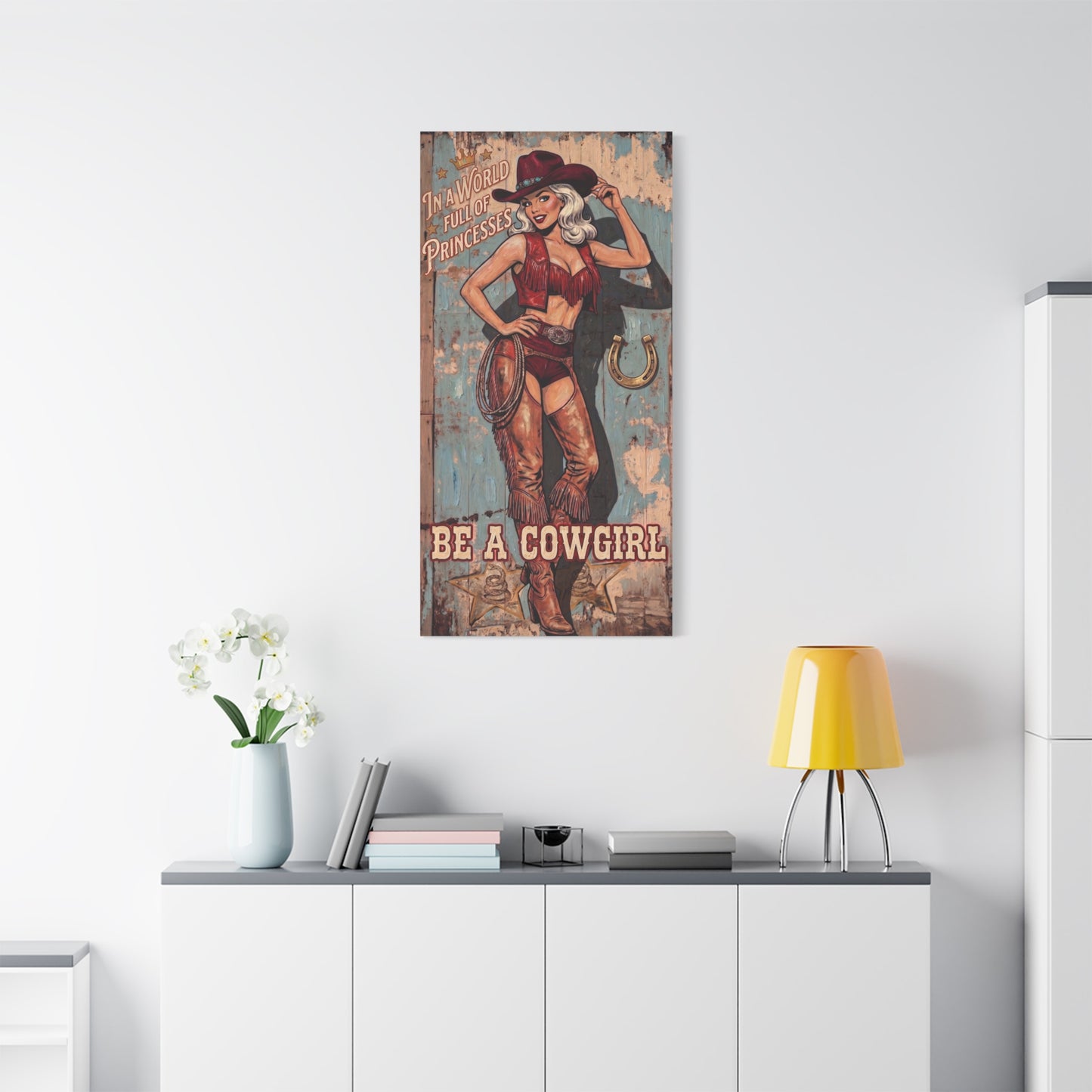 Be a Cowgirl Vintage Pin-Up Canvas Wall Art