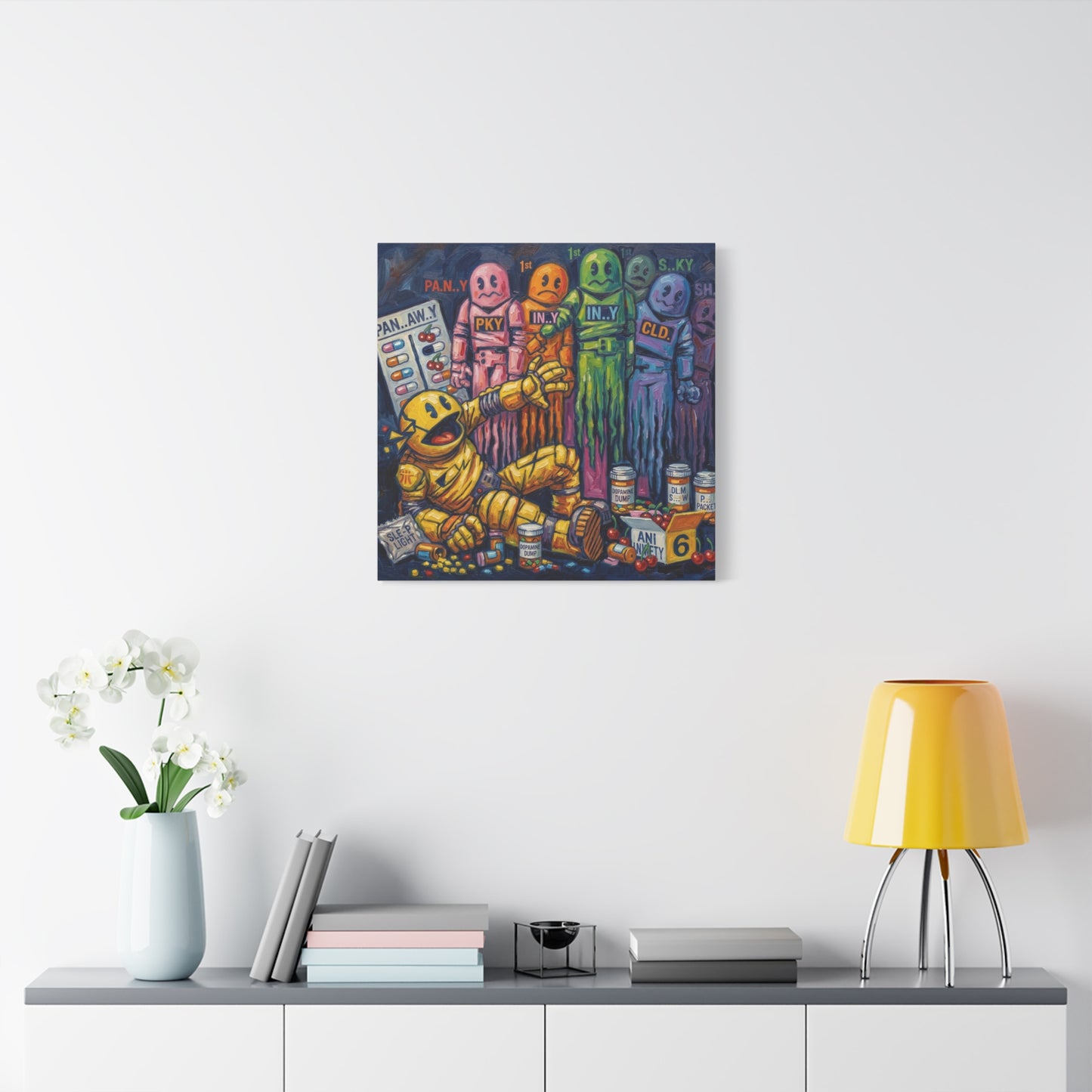 Depressed Pacman Canvas Wall Art Print