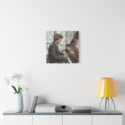 Piano Man Joel Canvas Wall Art — Abstract Character Portrait