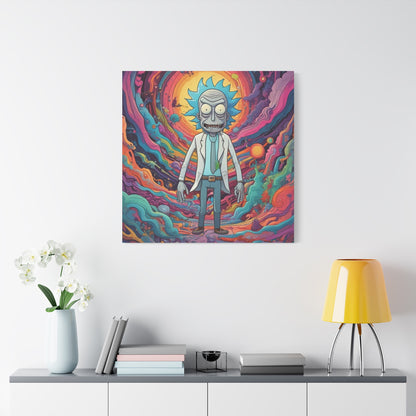 Psychedelic Rick Portal Canvas — Colorful Rick Illustration on Stretched Matte Canvas