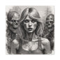 Zombie Apocalypse Canvas Print — Female Survivor Portrait Matte Stretched Art