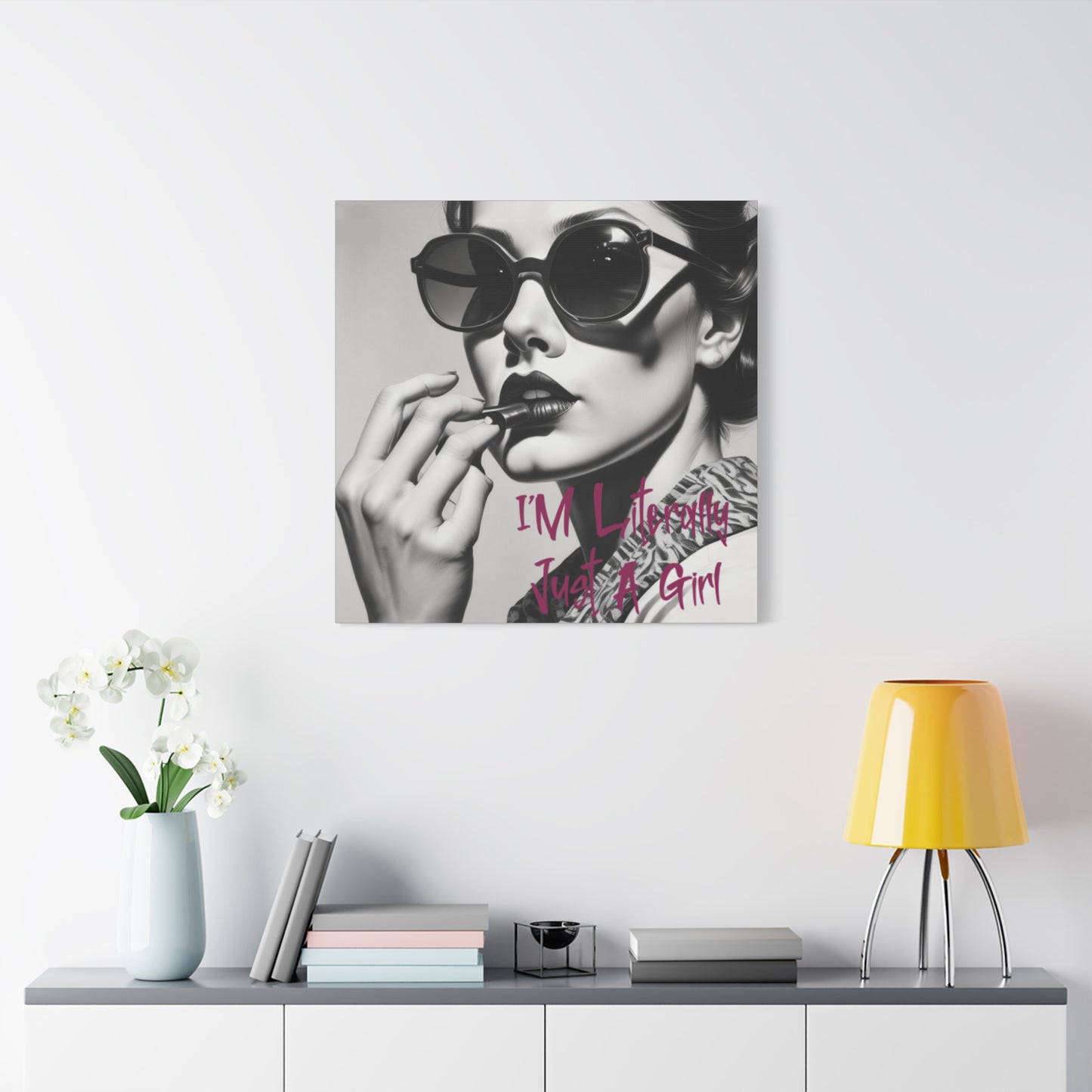 Canvas Wall Art - "I'm Literally Just A Girl" Retro Glam Portrait