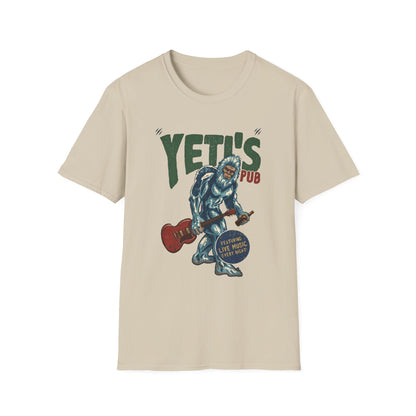 Yeti's Pub Graphic T-Shirt — Vintage Rock Band Snowman Design