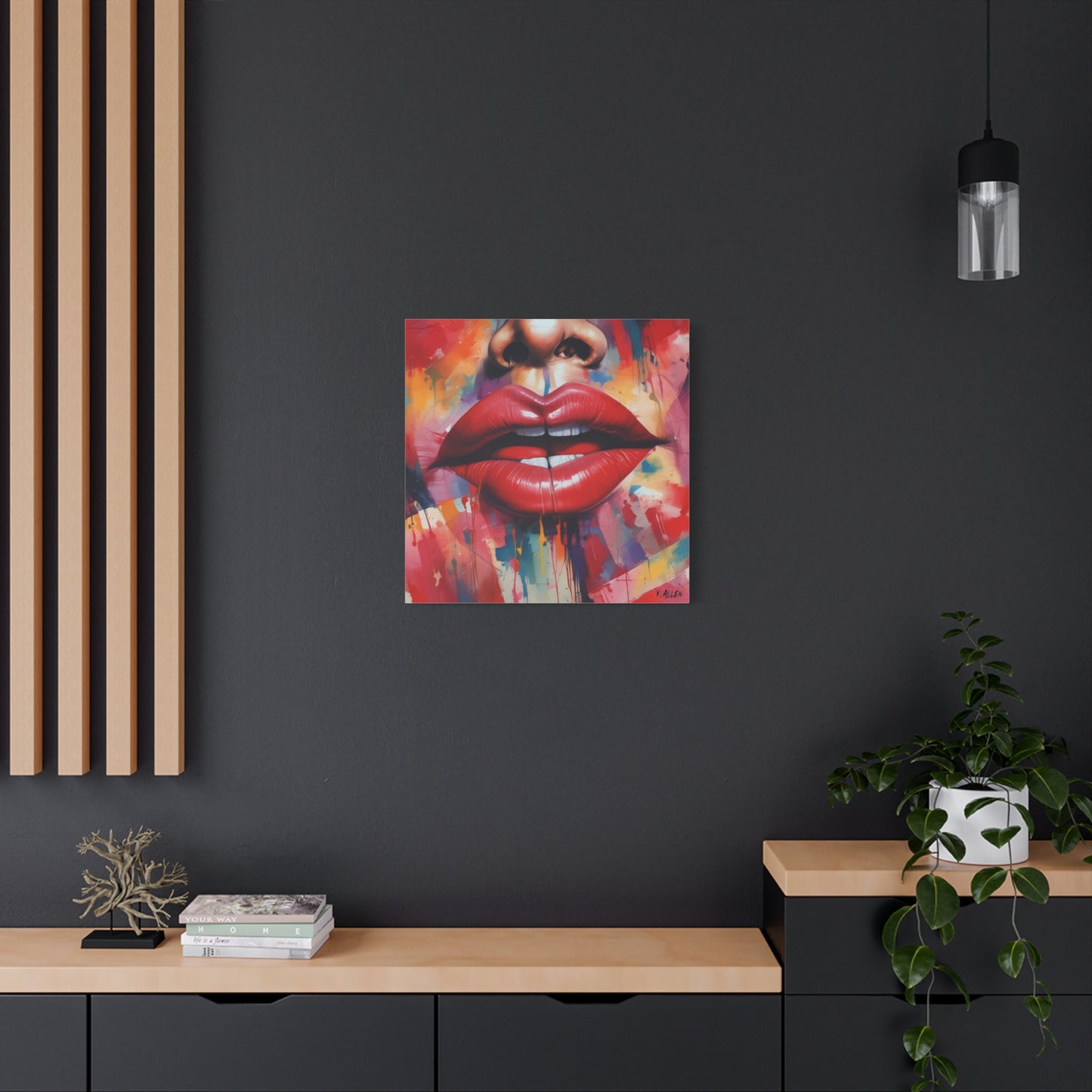 Bold Red Lips Pop Art Canvas — Matte Stretched Wall Art