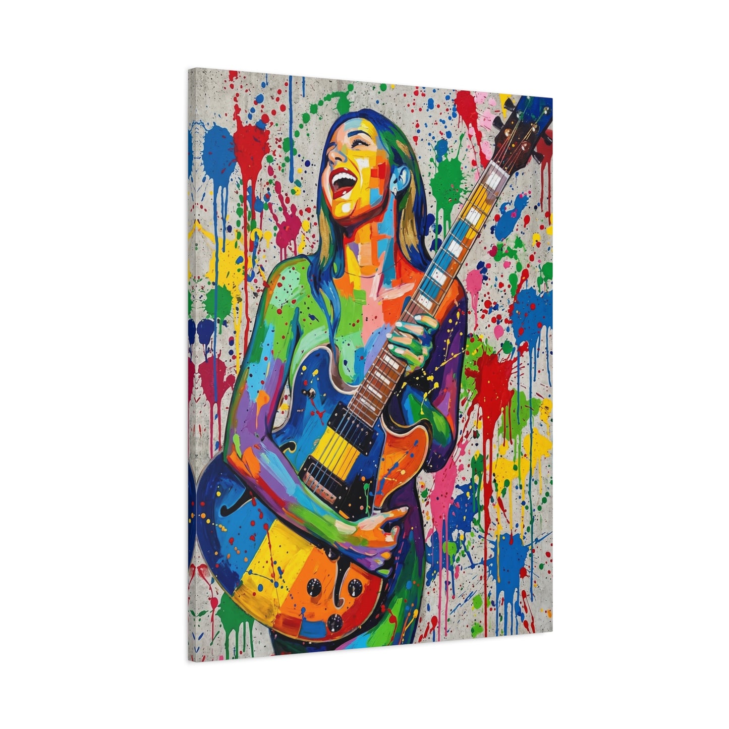 Colorful Guitarist Pop Art Canvas Print — Vibrant Music Wall Art
