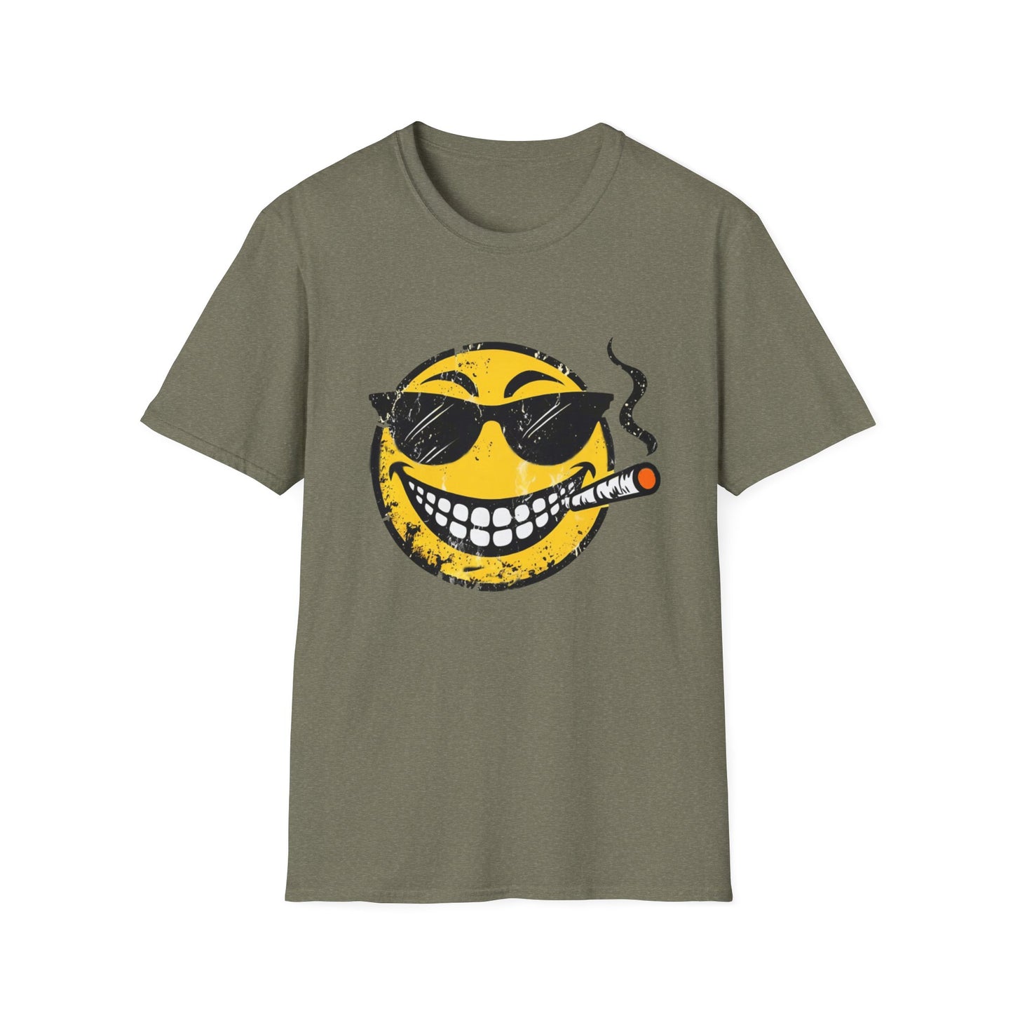 Smokin' Cool Emoji T-Shirt — Retro Grinning Face with Sunglasses & Cigar