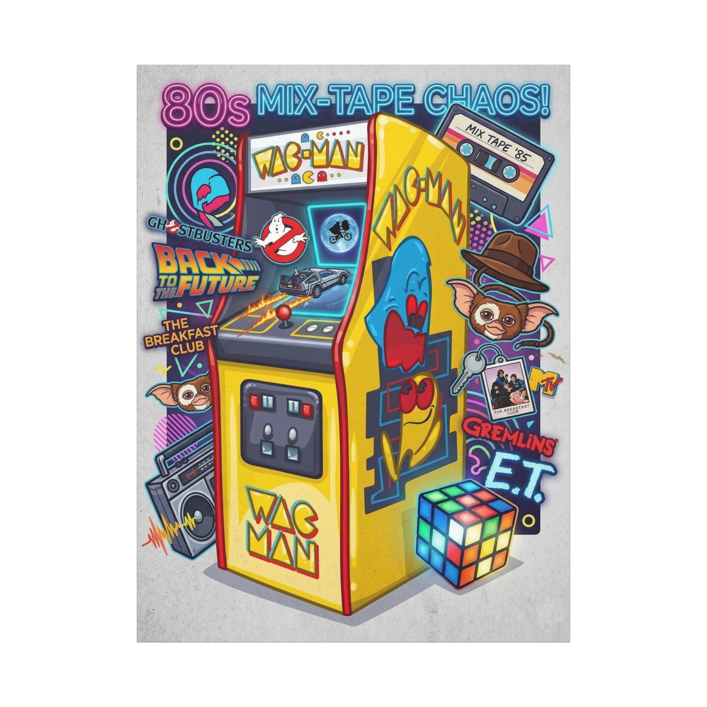 1980's Pop Culture Canvas Wall Art Print