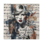 Swift Inspired Matte Stretched Canvas – "I Wake Up; I’m Alive" Mixed-Media Portrait Wall Art