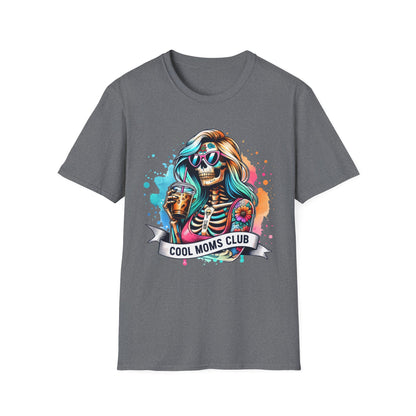Cool Moms Club Skull T-Shirt — Colorful Day of the Dead Mom Graphic Tee