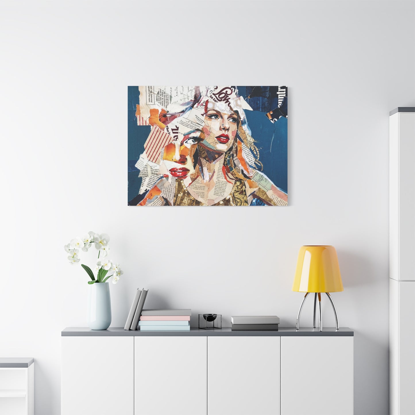 Pop Art Collage Woman Canvas Print — Modern Portrait Wall Art