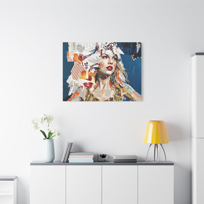 Pop Art Collage Woman Canvas Print — Modern Portrait Wall Art