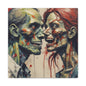 Zombie Couple Matte Canvas Wall Art — Blood-Splattered Horror Portrait