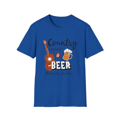 Country Music & Beer T-Shirt — "Country Music & Beer That's Why I'm Here" Graphic Tee