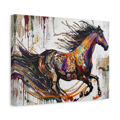 Colorful Galloping Horse Canvas Print — Vibrant Abstract Equestrian Wall Art