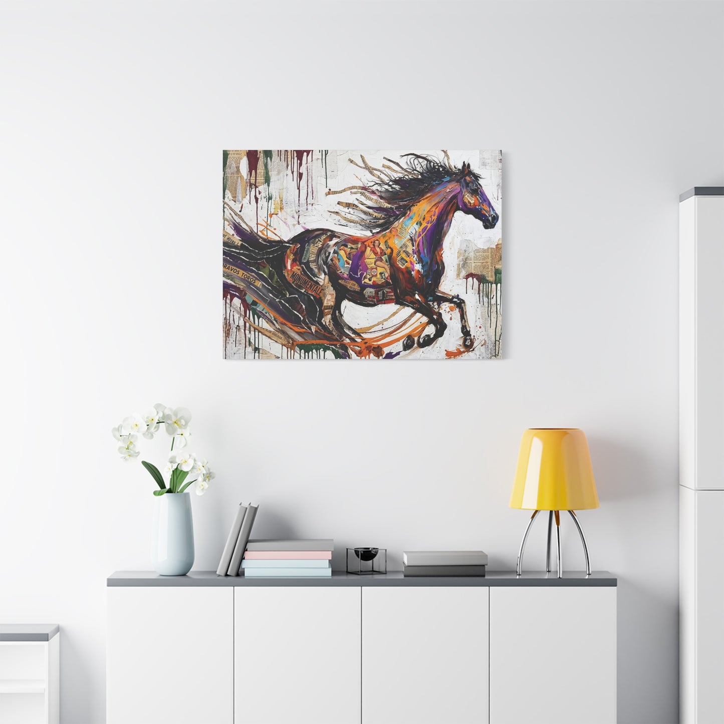 Colorful Galloping Horse Canvas Print — Vibrant Abstract Equestrian Wall Art