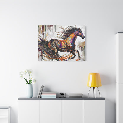 Colorful Galloping Horse Canvas Print — Vibrant Abstract Equestrian Wall Art