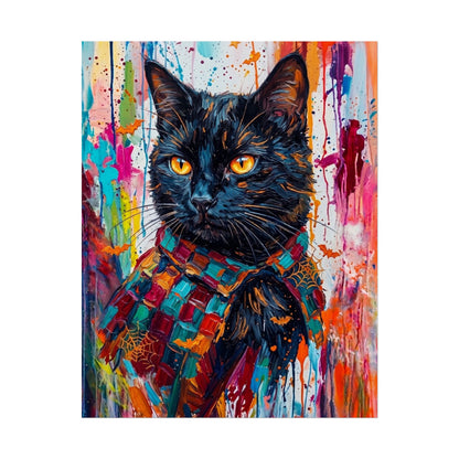 Colorful Cat Poster — Vibrant Black Cat Wall Art (Rolled Poster)