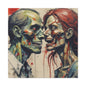 Zombie Couple Matte Canvas Wall Art — Blood-Splattered Horror Portrait