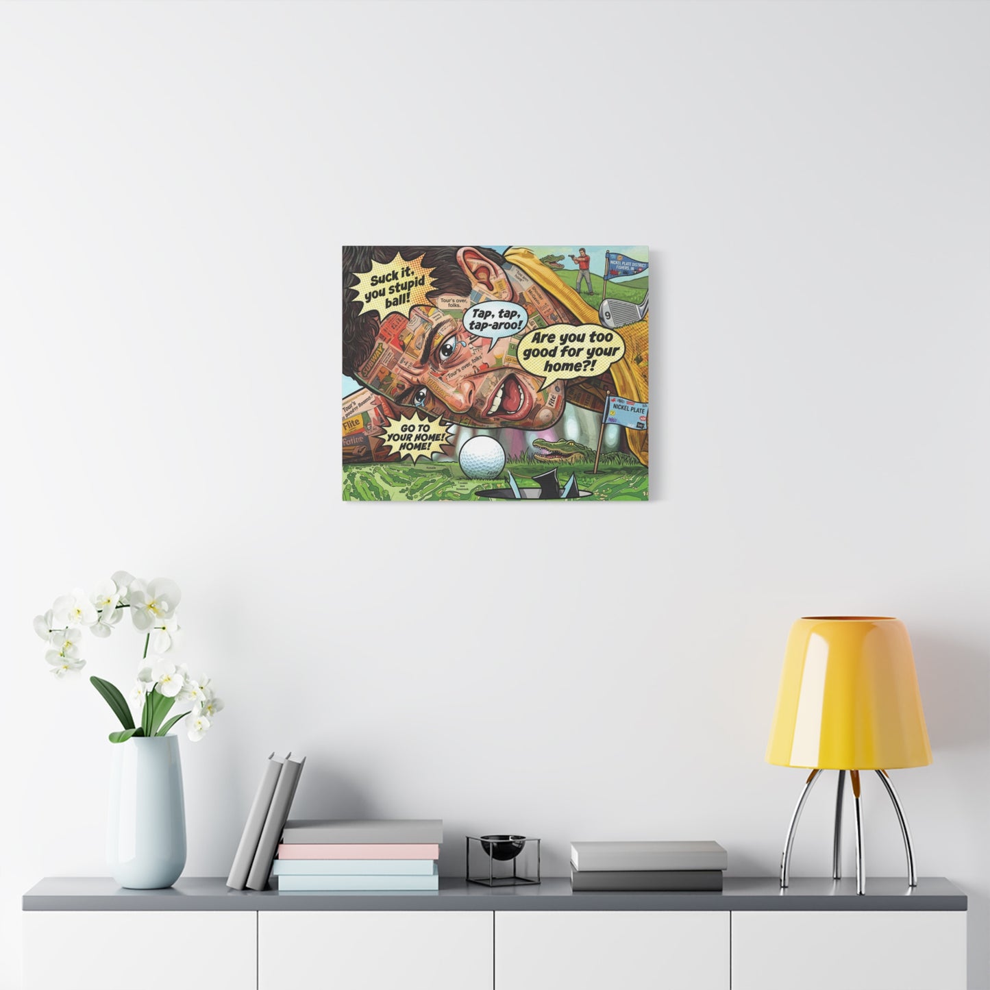 Happy Golf Pop Canvas Art — Matte Stretched Canvas Print