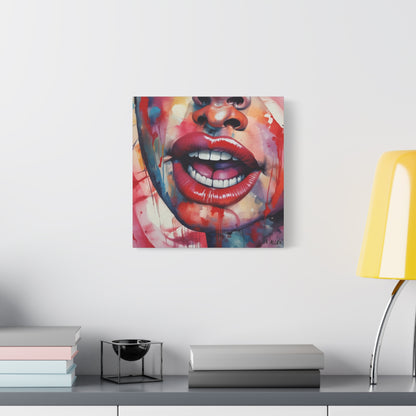 Colorful Pop Art Lips Canvas Wall Art – Vibrant Stretched Matte Portrait
