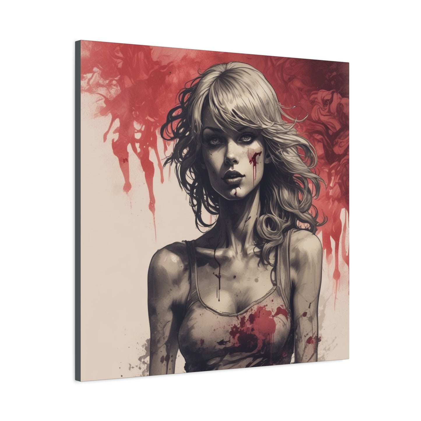 Bloody Swift Matte Canvas Print — Gothic Female Portrait Wall Art, Stretched 1.25"
