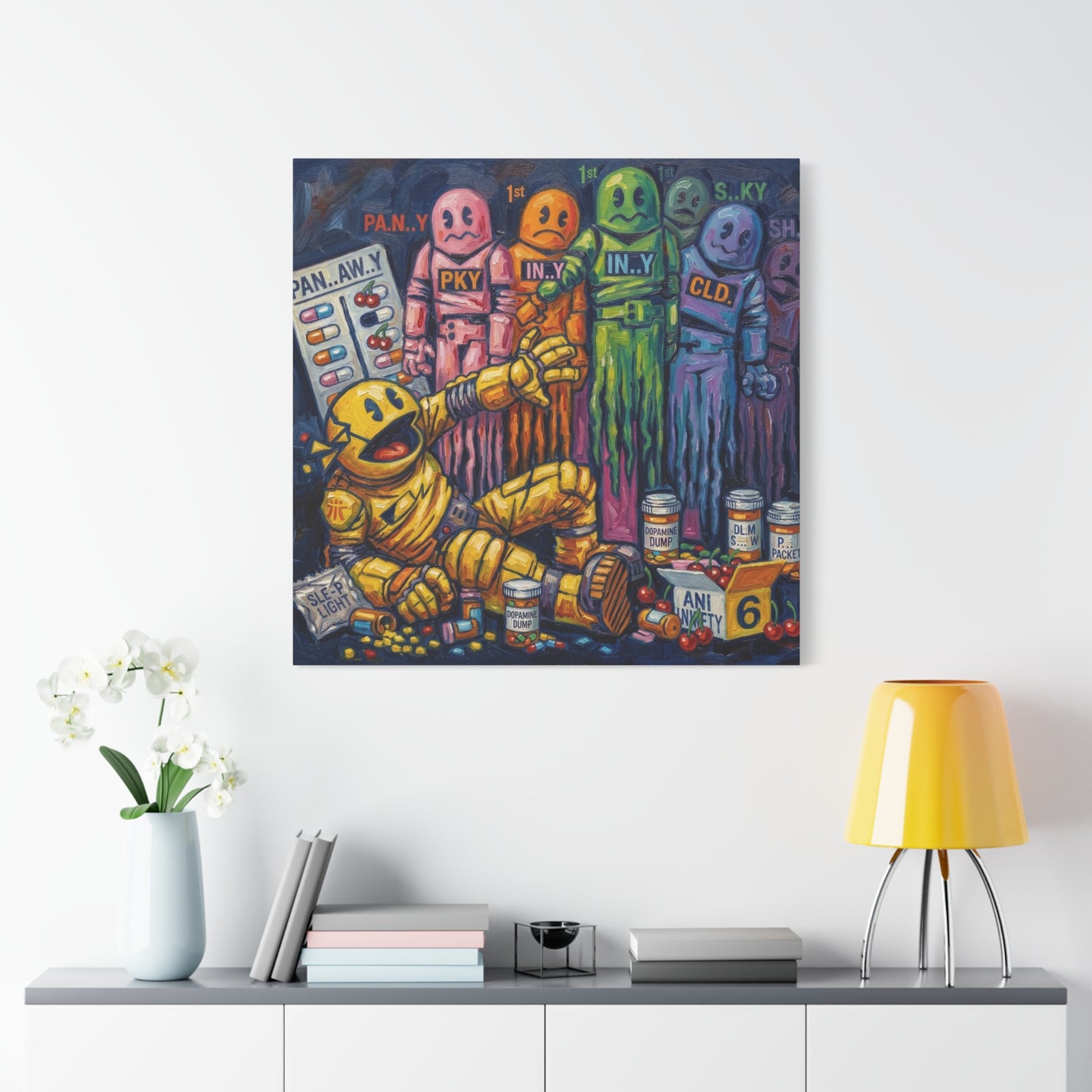 Depressed Pacman Canvas Wall Art Print