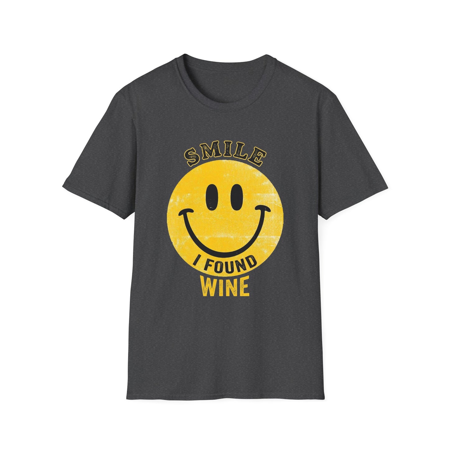 Wine Smile T-Shirt — "Smile I Found Wine" Retro Smiley Tee